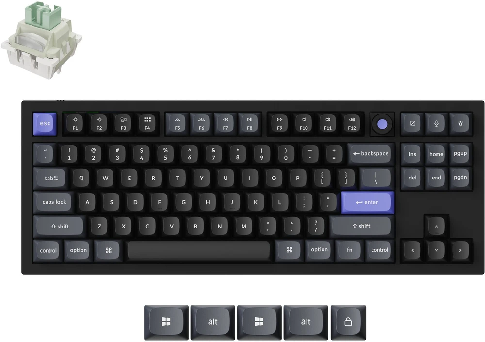 Klaviatūra žaidimams Keychron Q3H Keychron Ultra-Fast Lime (linear) su laidu magnetyczno-mechaninė su pašvietimu juoda