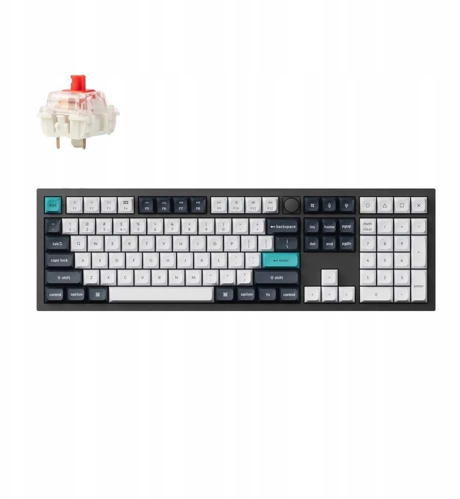 Keychron Q6 Max Wireless (Q6M-M1) – US išdėstymas – Hot-Swappable Jupiter Raudona Switches – Carbon Juodas (Juoda) Mechaninė Belaidė Žaidimų Klaviatūra