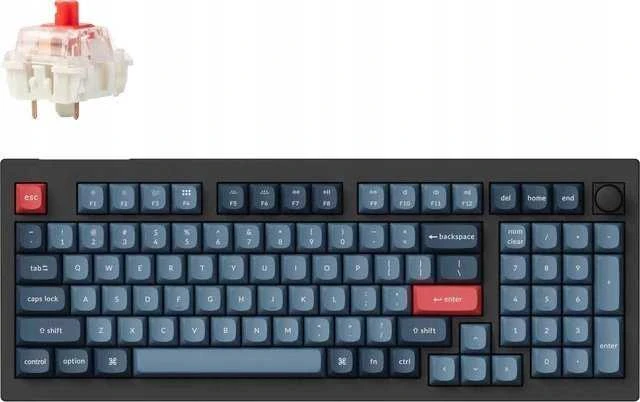 Keychron V5 Max QMK/VIA RGB Knob Raudona Switch Belaidė mechaninė klaviatūra (juodas)