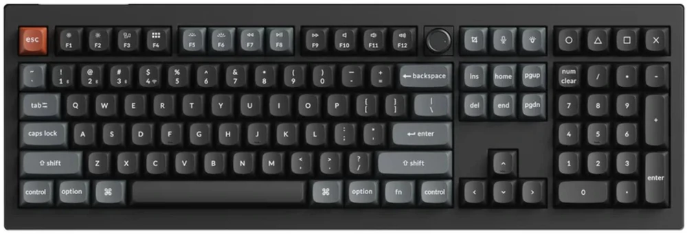 Keychron V6 Ultra Wireless (V6U-D1) – US išdėstymas – Hot-Swappable Silk POM Raudona – Juodas (Juoda) Mechaninė Belaidė Žaidimų Klaviatūra