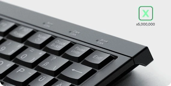 Klaviatūra „KeySonic Super-Mini-TAS“ jutiklinė planšetė, B formos lemputė, juoda, KSK-3211ELU(DE)