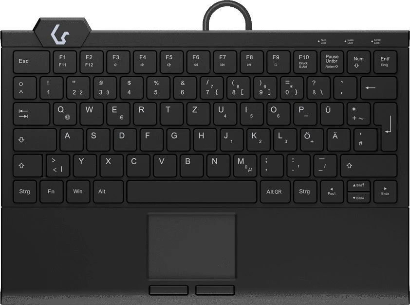 Klaviatūra „KeySonic Mini-TAS“, jutiklinė planšetė, foninis apšvietimas, juodas, KSK-5210ELU (DE)