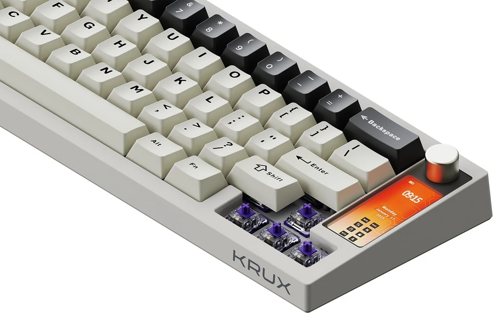 Klaviatūra žaidimams Krux Drox Krux Violet belaidė mechaninė juoda-pilka