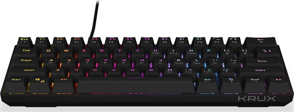 Klaviatūra žaidimams Krux Qara 60% su laidu mechaninė Outemu Raudona su pašvietimu juoda
