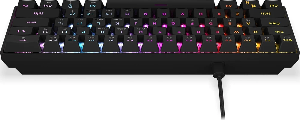 Klaviatūra žaidimams Krux Qara 60% su laidu mechaninė Outemu Raudona su pašvietimu juoda
