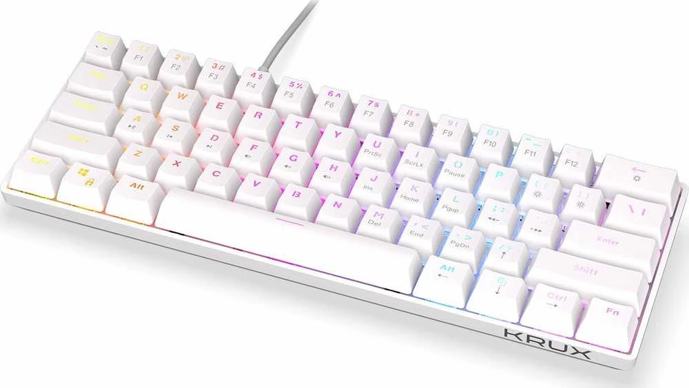 Klaviatūra žaidimams Krux Qara 60% su laidu mechaninė Outemu Raudona su pašvietimu balta