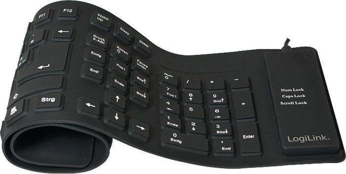Logilink | Flexible waterproof Klaviatūra USB + PS/2 | ID0019A | Lanksti klaviatūra | su laidu | DE | Juodas