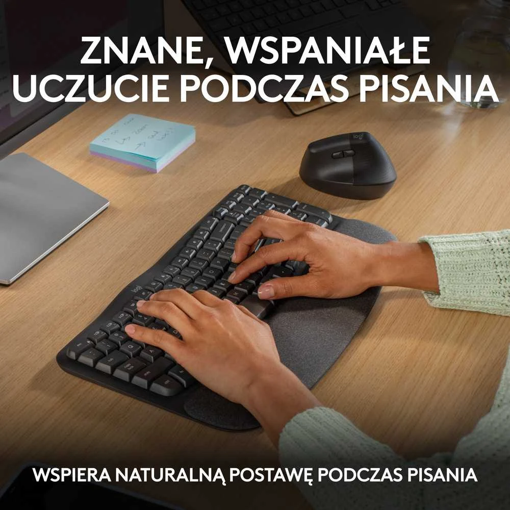 Logitech Wave Keys Belaidė klaviatūra, RF belaidė + Bluetooth, US Int + UKR, Graphite