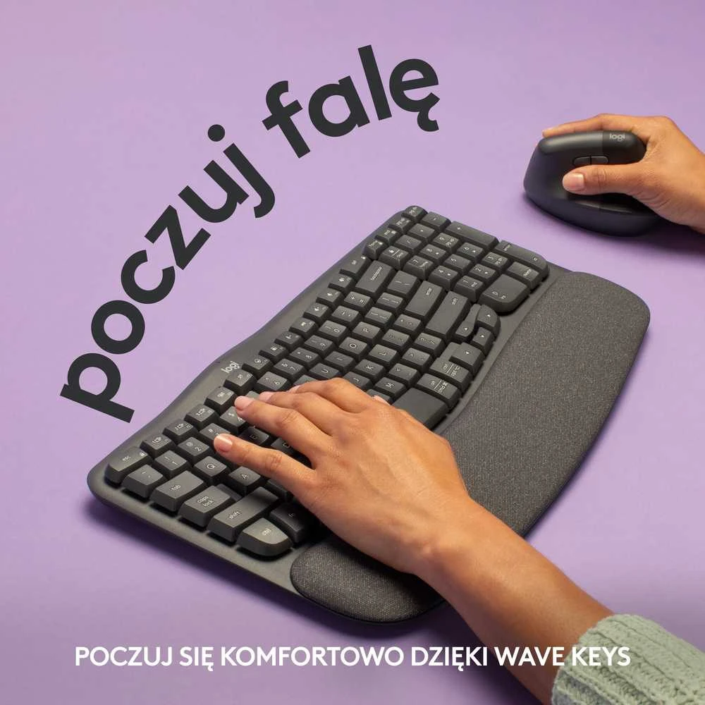 Logitech Wave Keys Belaidė klaviatūra, RF belaidė + Bluetooth, US Int + UKR, Graphite
