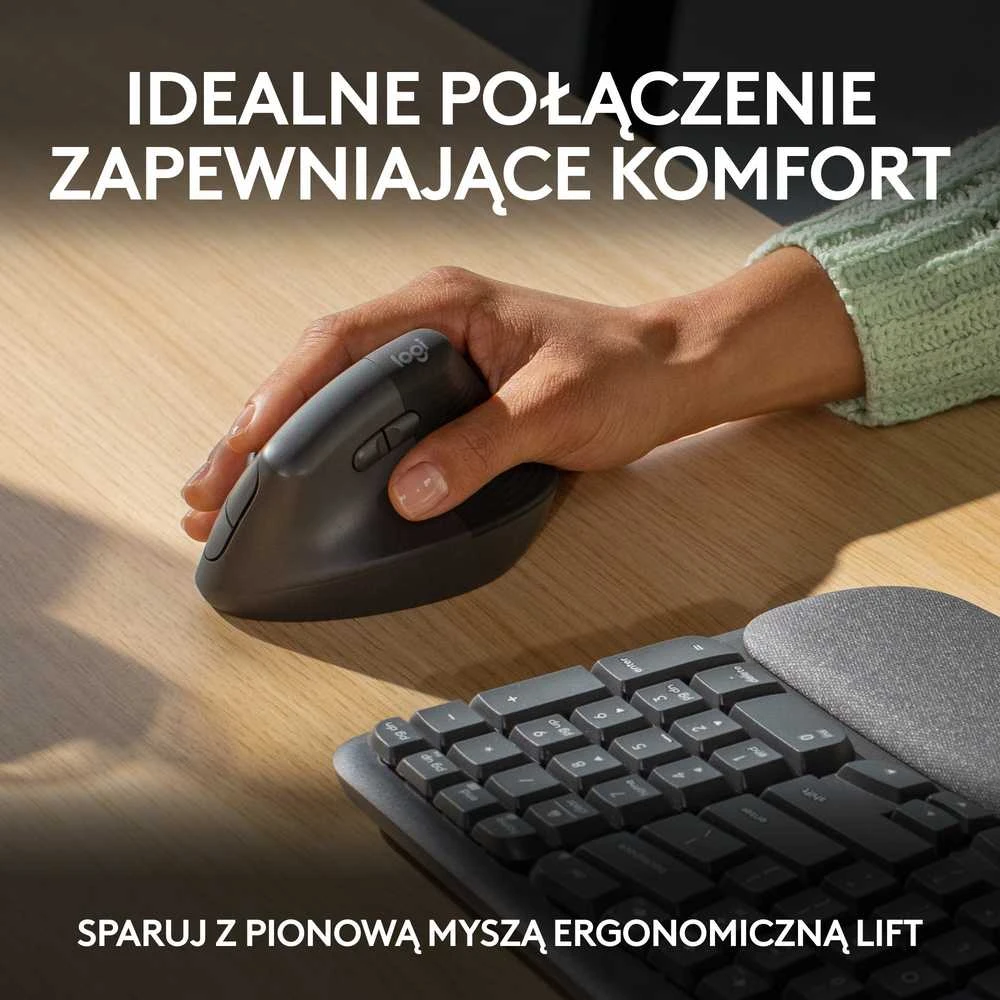 Logitech Wave Keys Belaidė klaviatūra, RF belaidė + Bluetooth, US Int + UKR, Graphite