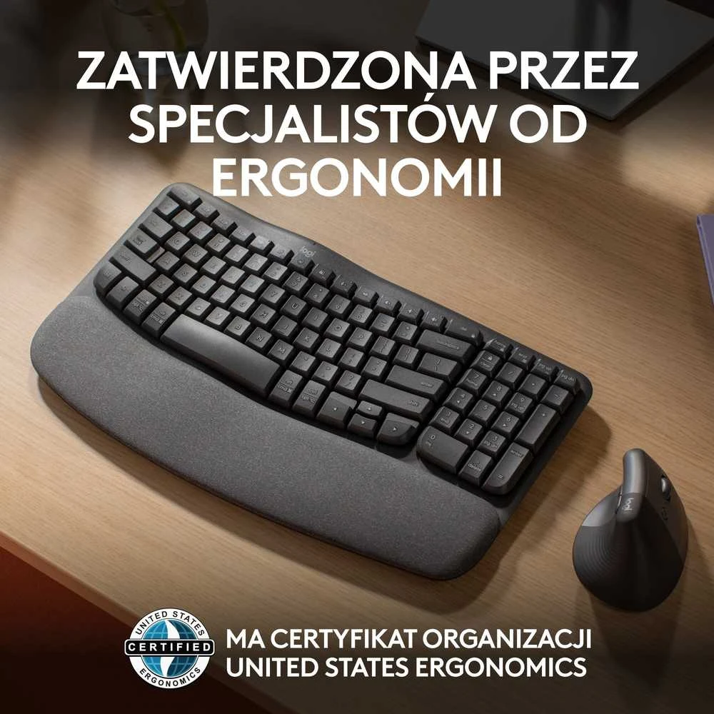 Logitech Wave Keys Belaidė klaviatūra, RF belaidė + Bluetooth, US Int + UKR, Graphite
