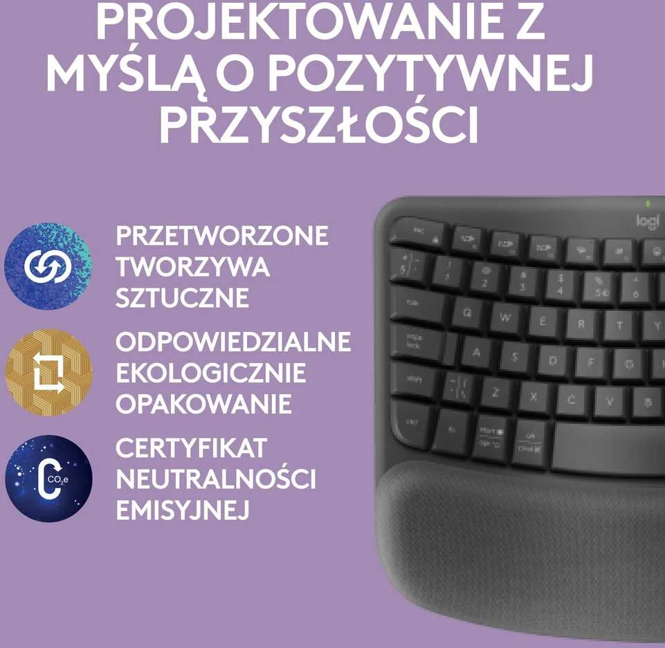 Logitech Wave Keys Belaidė klaviatūra, RF belaidė + Bluetooth, US Int + UKR, Graphite