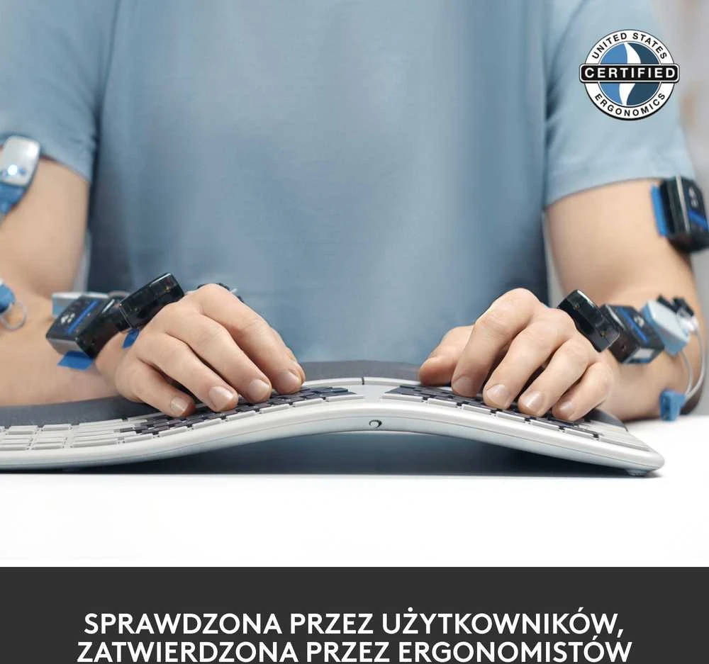 Logitech ERGO K860 belaidė klaviatūra, grafito spalvos, JAV tarptautinis išdėstymas (Qwerty)