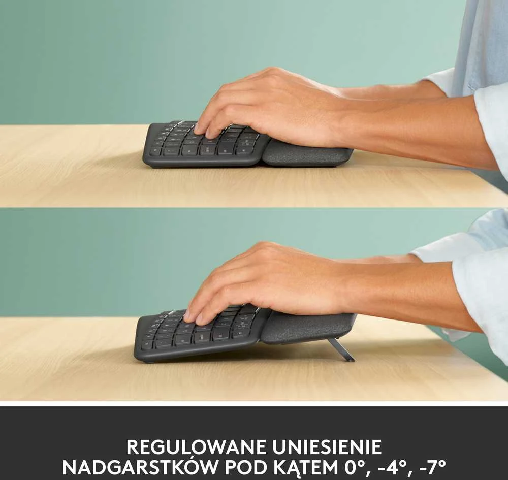 Logitech ERGO K860 belaidė klaviatūra, grafito spalvos, JAV tarptautinis išdėstymas (Qwerty)