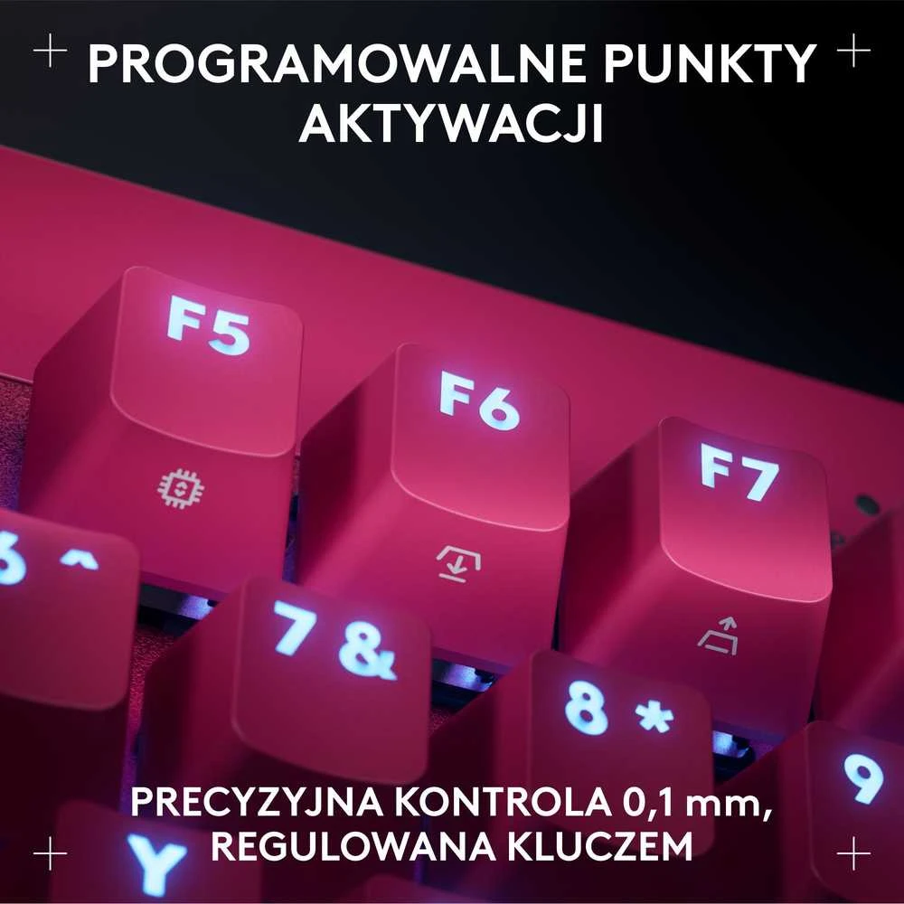 Klaviatūra žaidimams Logitech G Pro X TKL Rapid Magenta su laidu magnetyczno-analogowe su pašvietimu rožinė