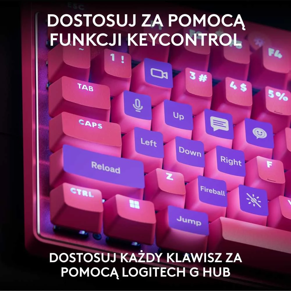 Klaviatūra žaidimams Logitech G Pro X TKL Rapid Magenta su laidu magnetyczno-analogowe su pašvietimu rožinė