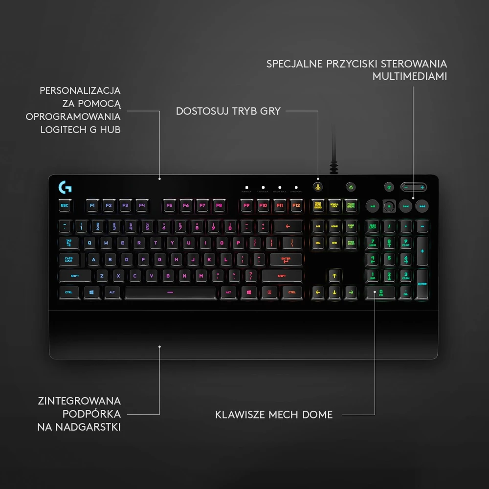 Logitech G213 PRODIGY Klaviatūra žaidimams - IN-HOUSE/EMS CENTRAL RETAIL USB