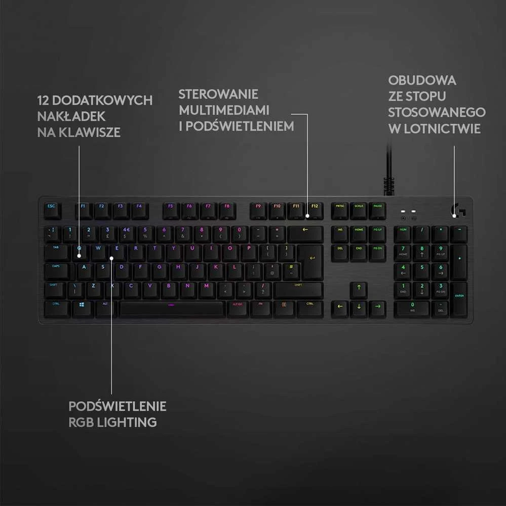 Mechaninė Žaidimų Klaviatūra Logitech G512 Carbon su RGB Apšvietimu, US Tarptautinis Išdėstymas, GX Brown Tactile