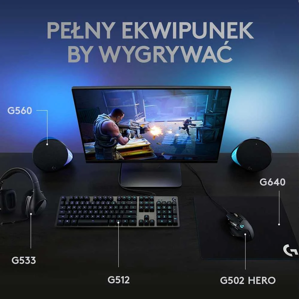 Mechaninė Žaidimų Klaviatūra Logitech G512 Carbon su RGB Apšvietimu, US Tarptautinis Išdėstymas, GX Brown Tactile