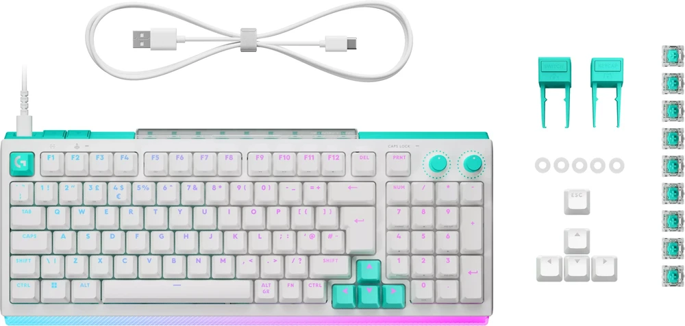 LOGITECH G512 X 98 Klaviatūra su laidu žaidimams - Baltas - US INT'L - USB - EMEA28i - 935 - TACTILE