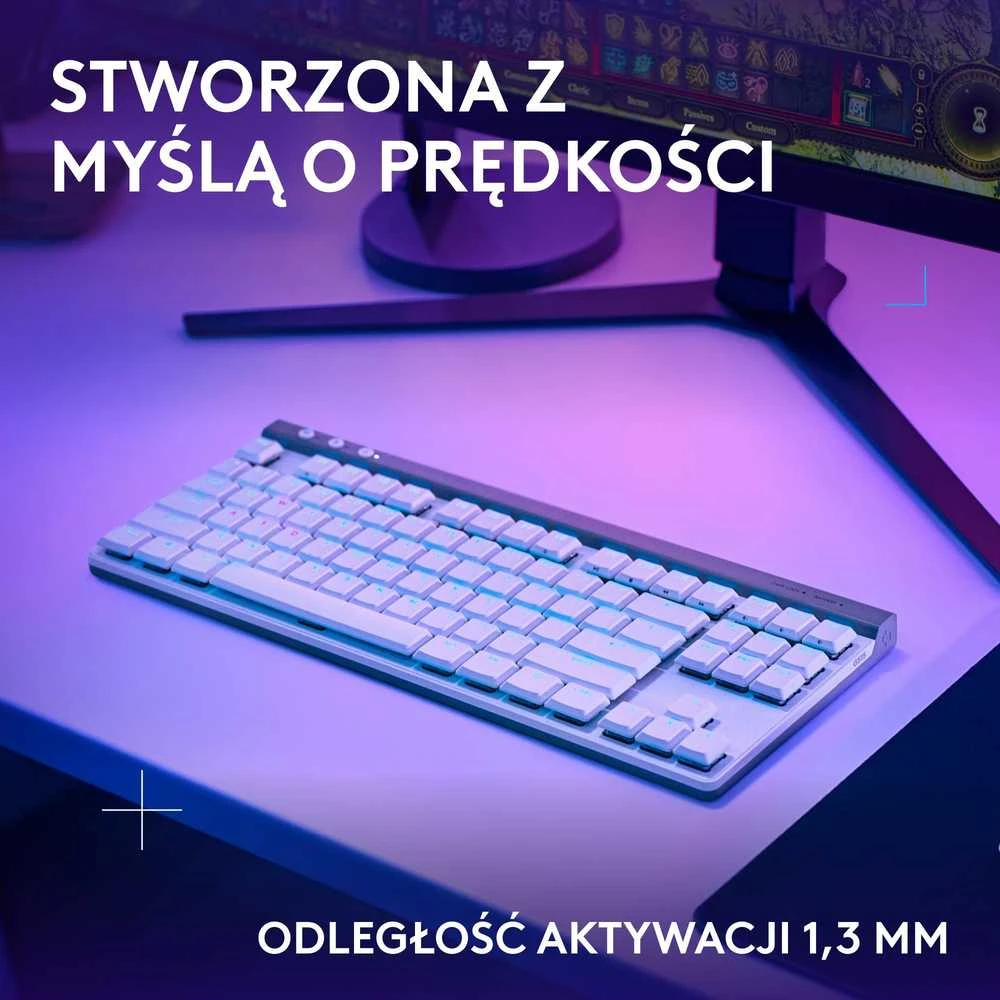 Belaidė žaidimų klaviatūra Logitech G515 LIGHTSPEED TKL Wireless Gaming, Baltos spalvos, Išdėstymas: US tarptautinis (Qwerty)