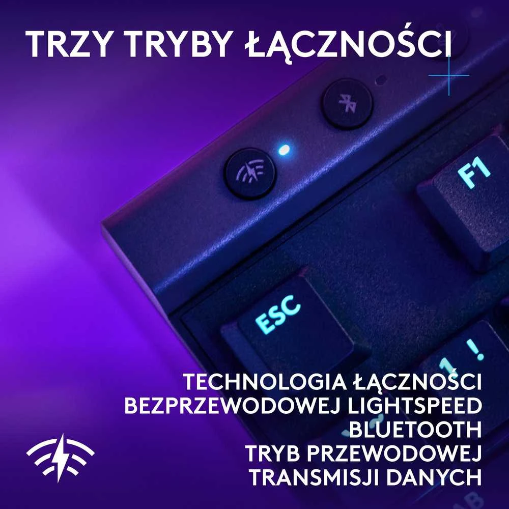 Belaidė žaidimų klaviatūra Logitech G515 LIGHTSPEED TKL Wireless Gaming, Juodos spalvos, Išdėstymas: US tarptautinis (Qwerty)