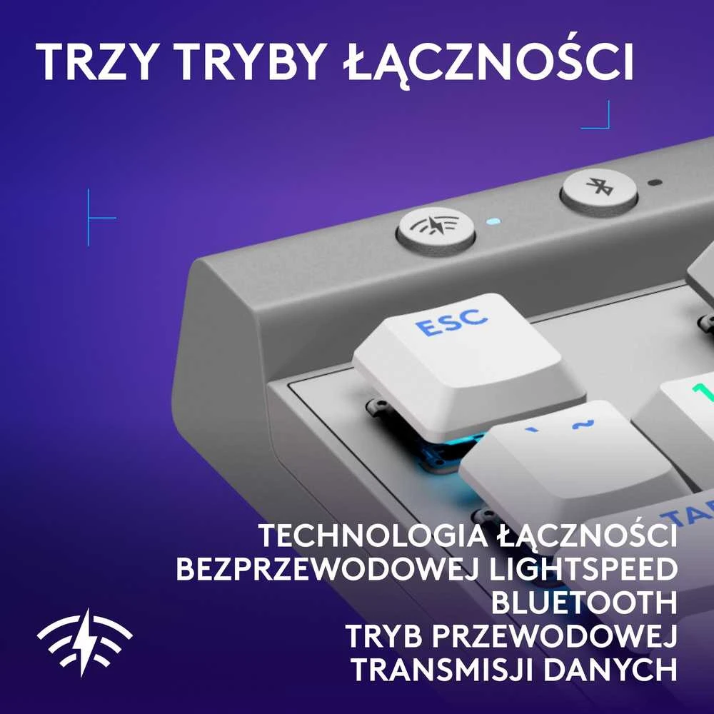 Belaidė žaidimų klaviatūra Logitech G515 LIGHTSPEED TKL Wireless Gaming, Baltos spalvos, Išdėstymas: US tarptautinis (Qwerty)