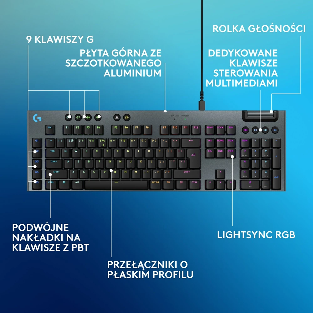 Logitech G G915 X klaviatūra Gaming USB QWERTY US International Juodas