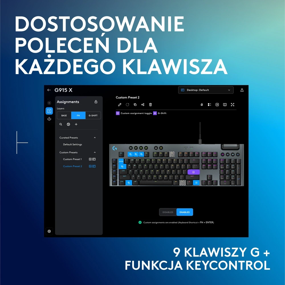 Logitech G G915 X klaviatūra Gaming USB QWERTY US International Juodas