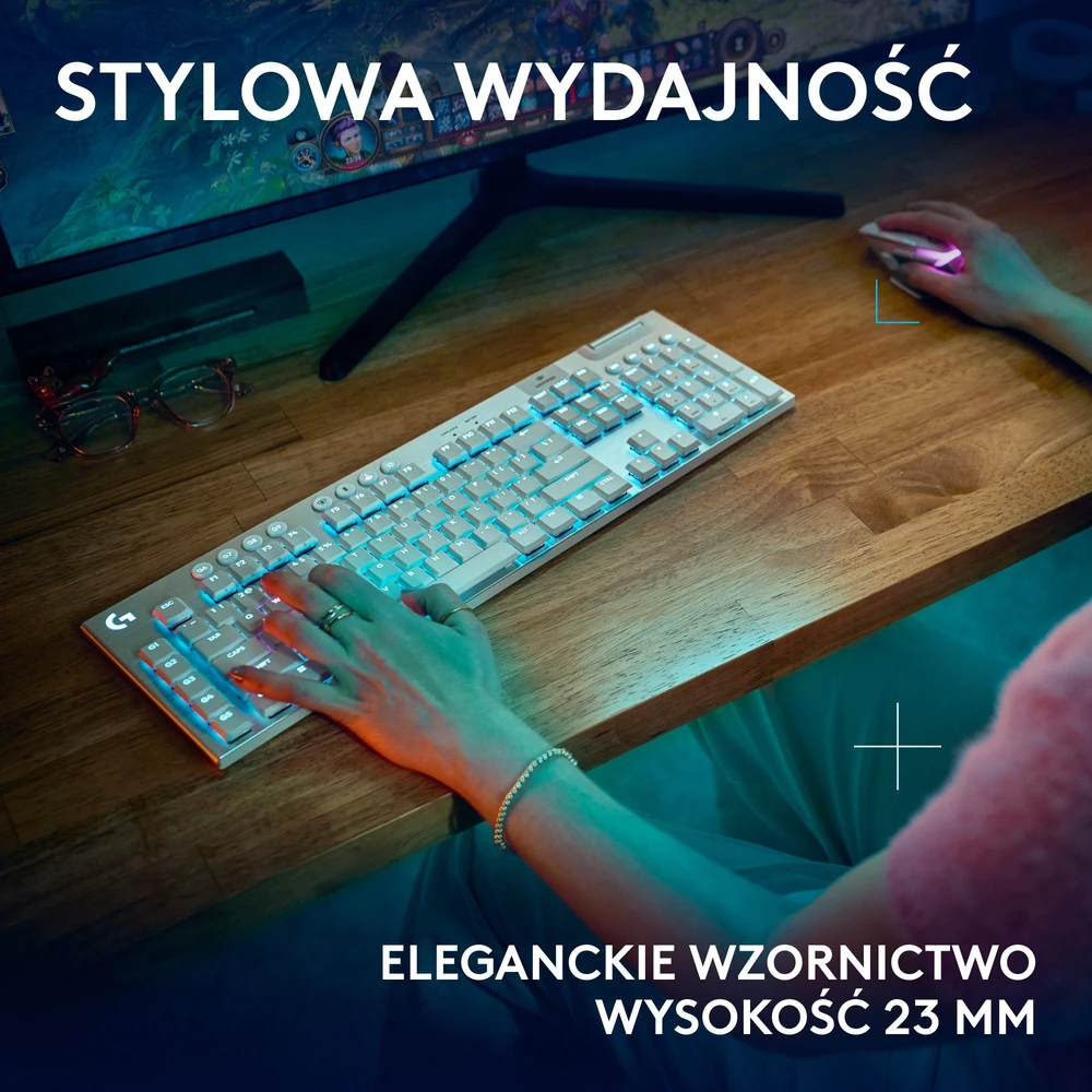 Logitech G915 X Lightspeed belaidė mechaninė klaviatūra | US, TACTILE SWITCHES | Balta