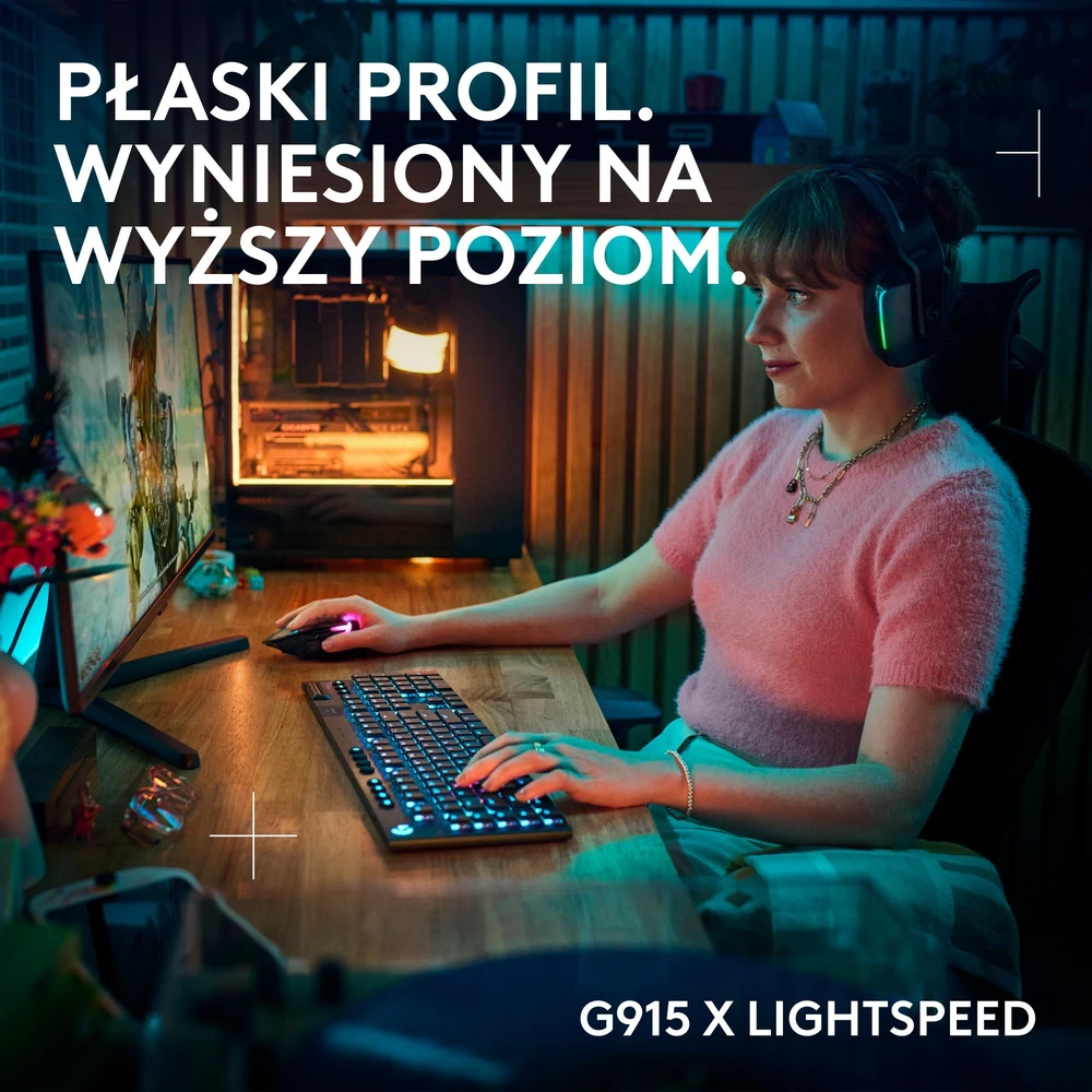 Klaviatūra žaidimams Logitech G915 X Tactile Logitech GL (sprężynujące) belaidė mechaninė su pašvietimu juoda