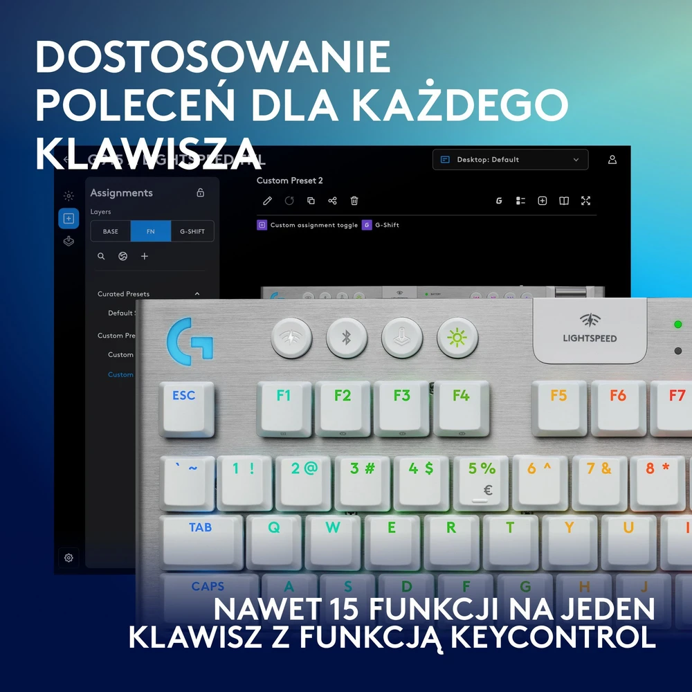 Klaviatūra žaidimams Logitech G915 X Logitech GL (sprężynujące) belaidė mechaninė su pašvietimu balta