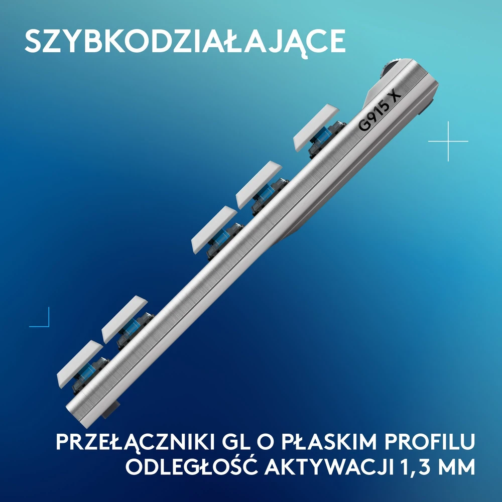 Klaviatūra žaidimams Logitech G915 X Logitech GL (sprężynujące) belaidė mechaninė su pašvietimu balta