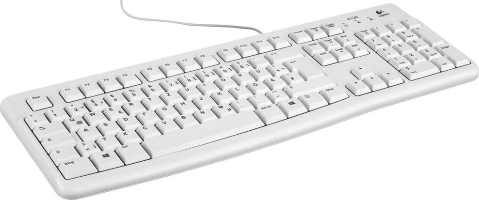 Logitech klaviatūra K120 su laidu, DE išdėstymas, Balta
