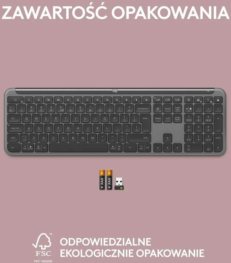 Klaviatūra Belaidė pelė „Logitech K950“ (pilno dydžio)