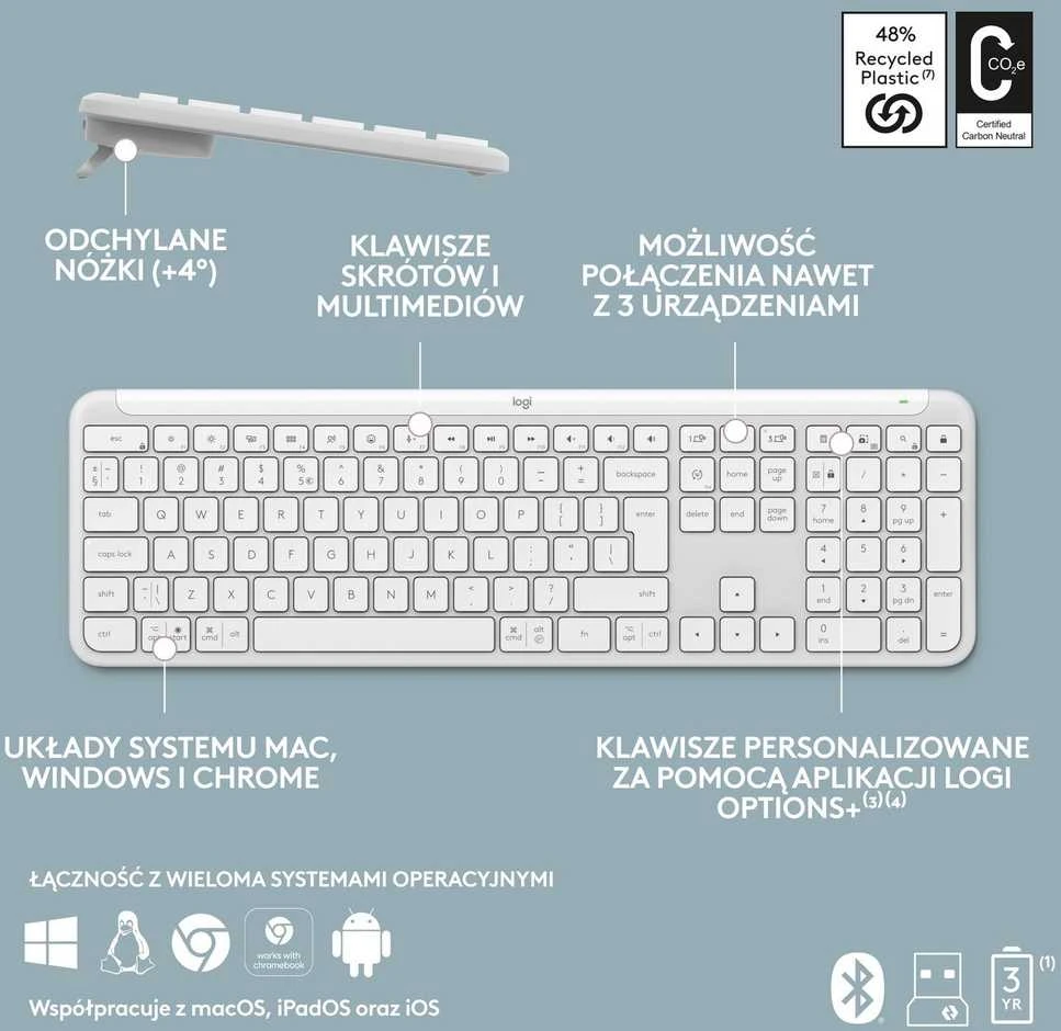Logitech klaviatūra 920-012466 / K950 Signature Slim balta