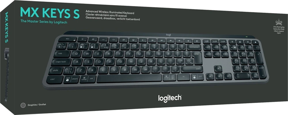 Belaidė klaviatūra Logitech MX Keys S, Išdėstymas: Belgų k. (Azerty)