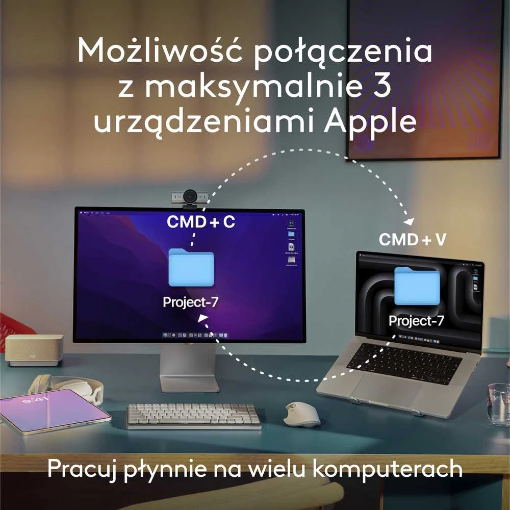 Belaidė klaviatūra „Logitech MX Keys S for Mac“, 100 % (pilno dydžio), grafito spalvos su foniniu apšvietimu