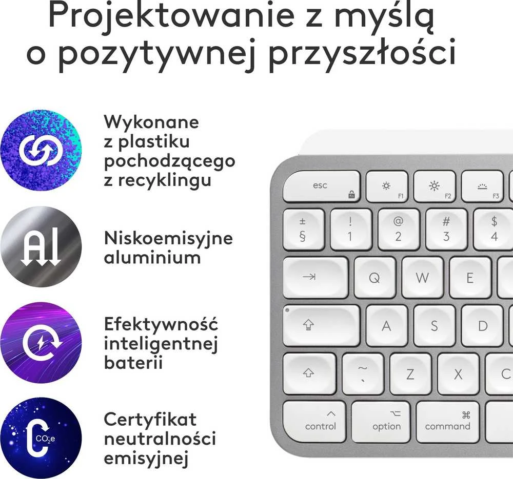 Klaviatūra Logitech MX Keys S for Mac belaidė 100% (full-size) su pašvietimu pilka