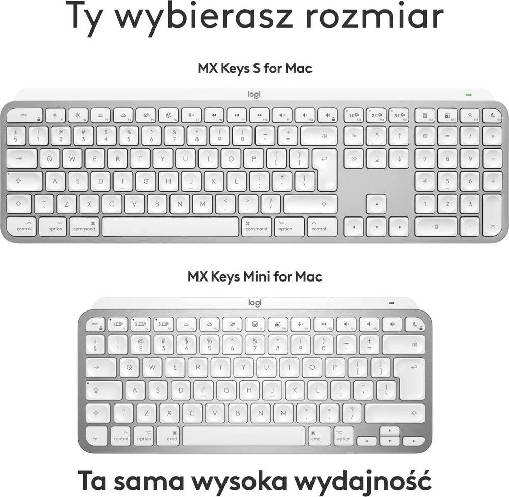 Klaviatūra Logitech MX Keys S for Mac belaidė 100% (full-size) su pašvietimu pilka