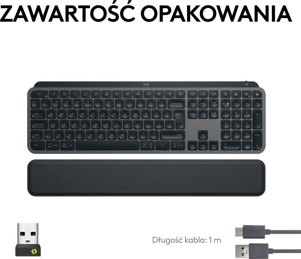 Belaidė šviečianti klaviatūra Logitech MX Keys S PLUS, Grafito spalvos su atrama delnams