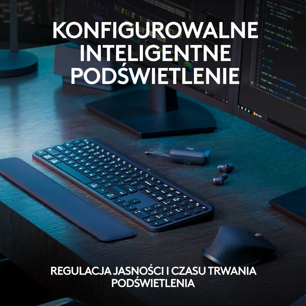 Belaidė šviečianti klaviatūra Logitech MX Keys S PLUS, Grafito spalvos su atrama delnams