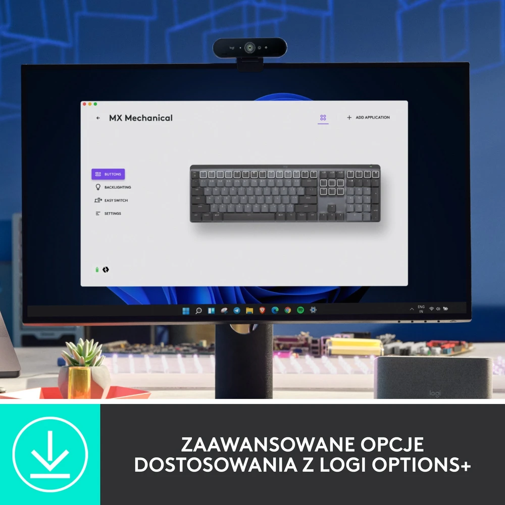 Belaidė klaviatūra Logitech MX MECHANICAL, išdėstymas: US tarptautinis (Qwerty), "Tactile Quiet", pilkos spalvos