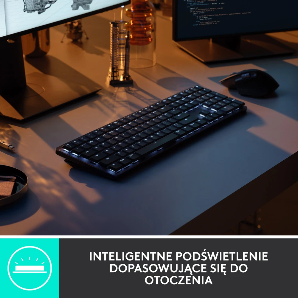 Belaidė klaviatūra Logitech MX MECHANICAL, išdėstymas: US tarptautinis (Qwerty), "Tactile Quiet", pilkos spalvos