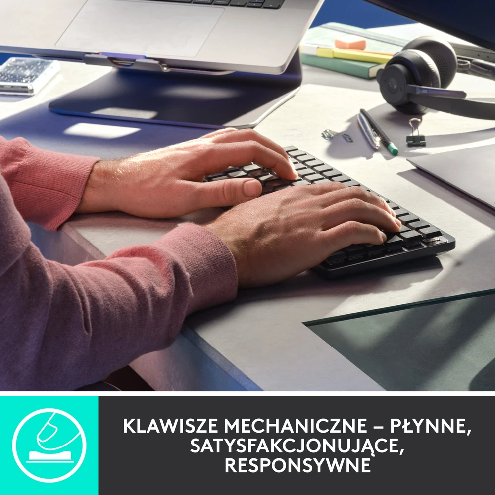 LOGITECH MX MECHANICAL MINI Belaidė minimalistinė klaviatūra su apšvietimu, Grafito spalvos, (US), Tactile Quiet