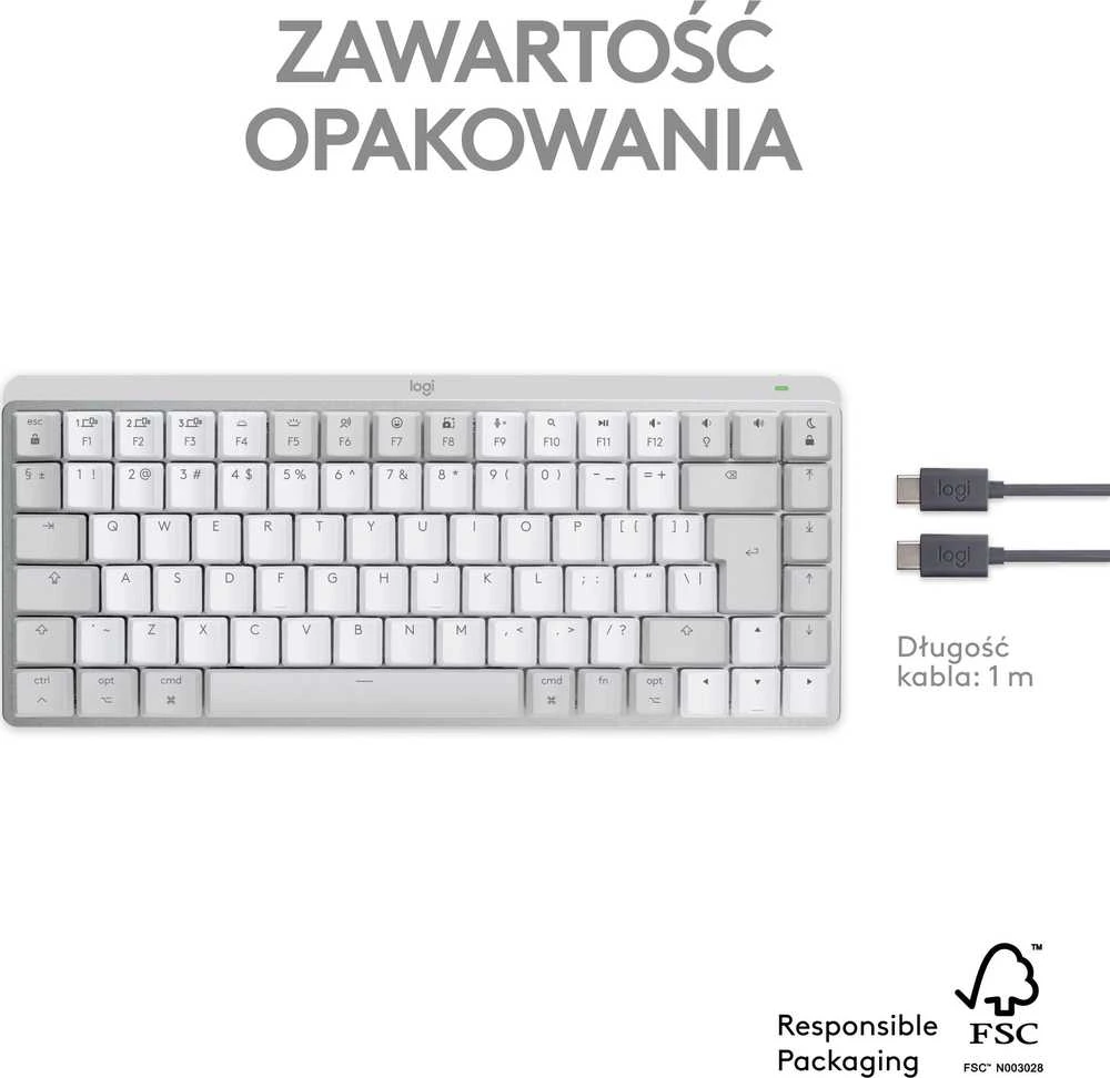 „LOGITECH MX Mechaninė Mini“, skirta MAC „Bluetooth“ apšviesta klaviatūra – PALE Pilkas – US INT'L – TACTILE