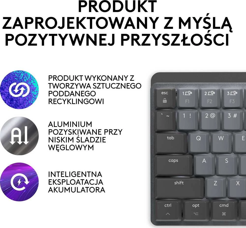 Klaviatūra Logitech MX Mechaninė Mini for Mac/ belaidė/ grafitas/ US