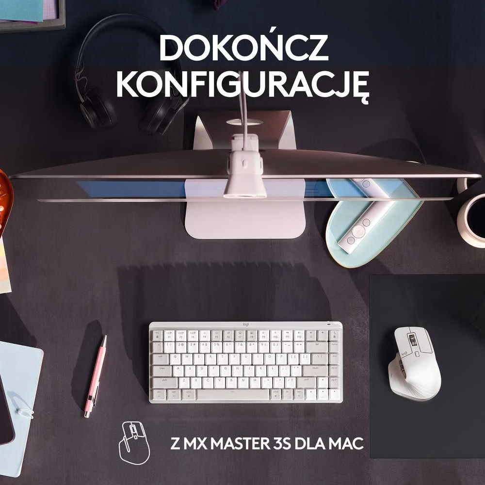 „LOGITECH MX Mechaninė Mini“, skirta MAC „Bluetooth“ apšviesta klaviatūra – PALE Pilkas – US INT'L – TACTILE