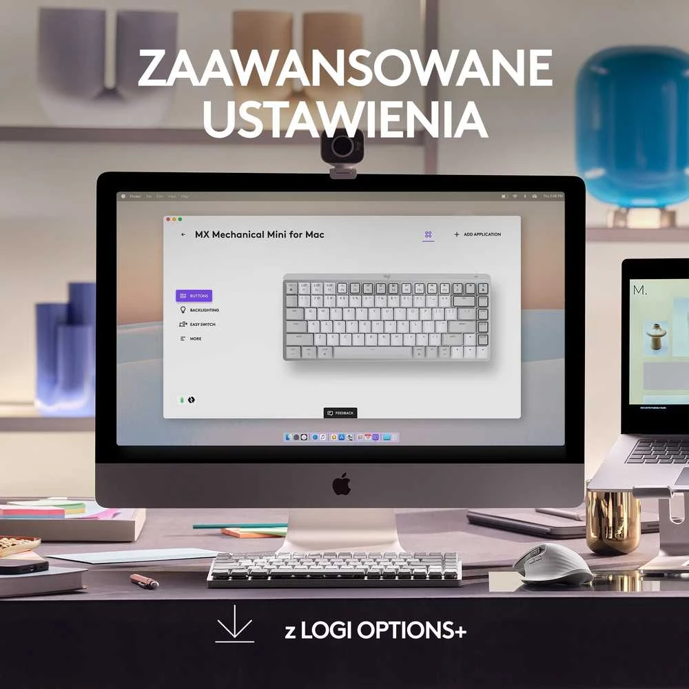 „LOGITECH MX Mechaninė Mini“, skirta MAC „Bluetooth“ apšviesta klaviatūra – PALE Pilkas – US INT'L – TACTILE