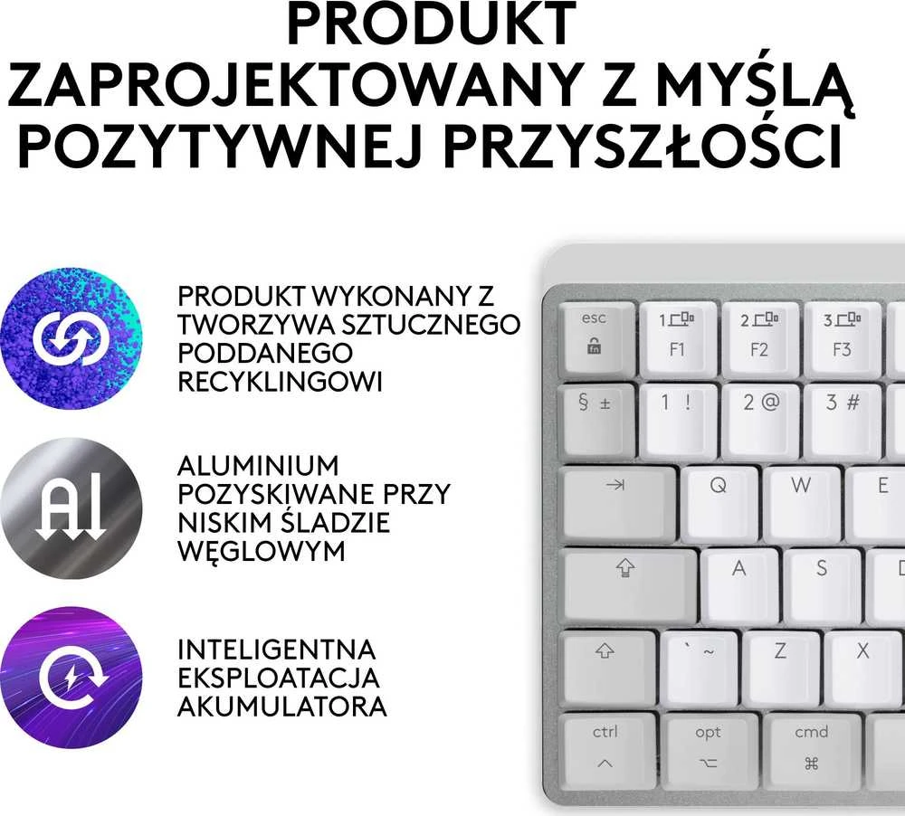 „LOGITECH MX Mechaninė Mini“, skirta MAC „Bluetooth“ apšviesta klaviatūra – PALE Pilkas – US INT'L – TACTILE